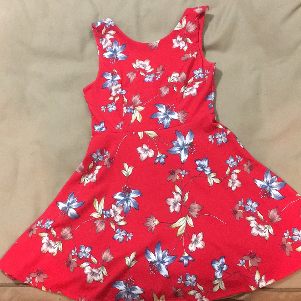 Red floral dress